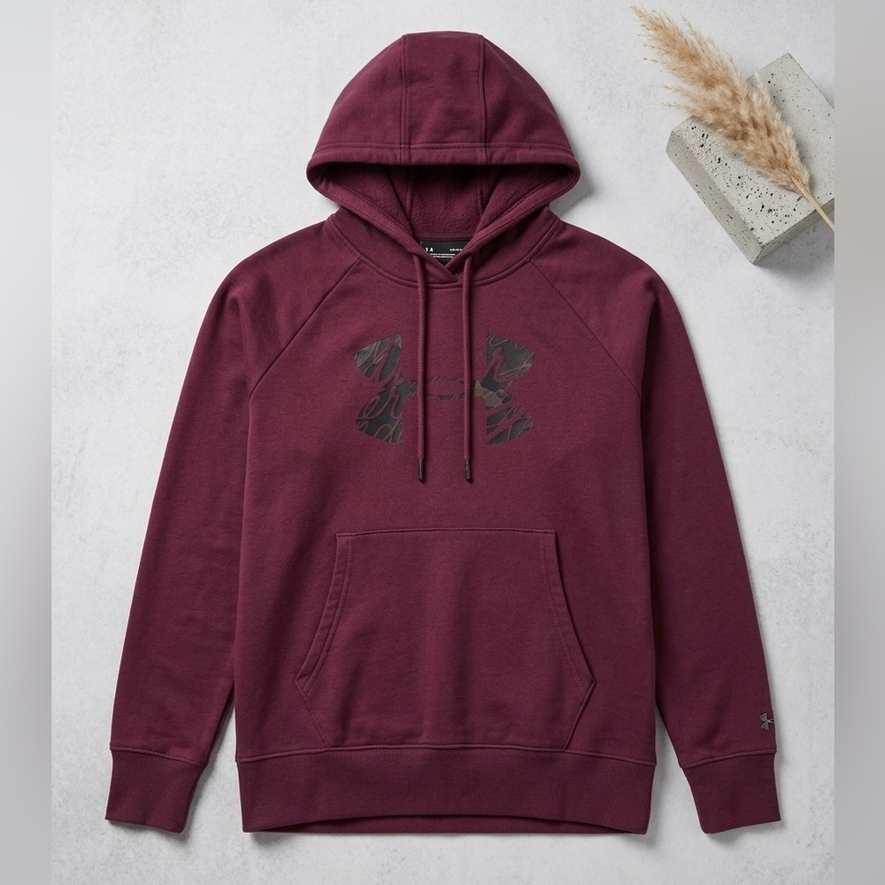 Under Armour UA Women’s Maroon Graphic Fleece Hoodie - Soft Raglan Pullover XS